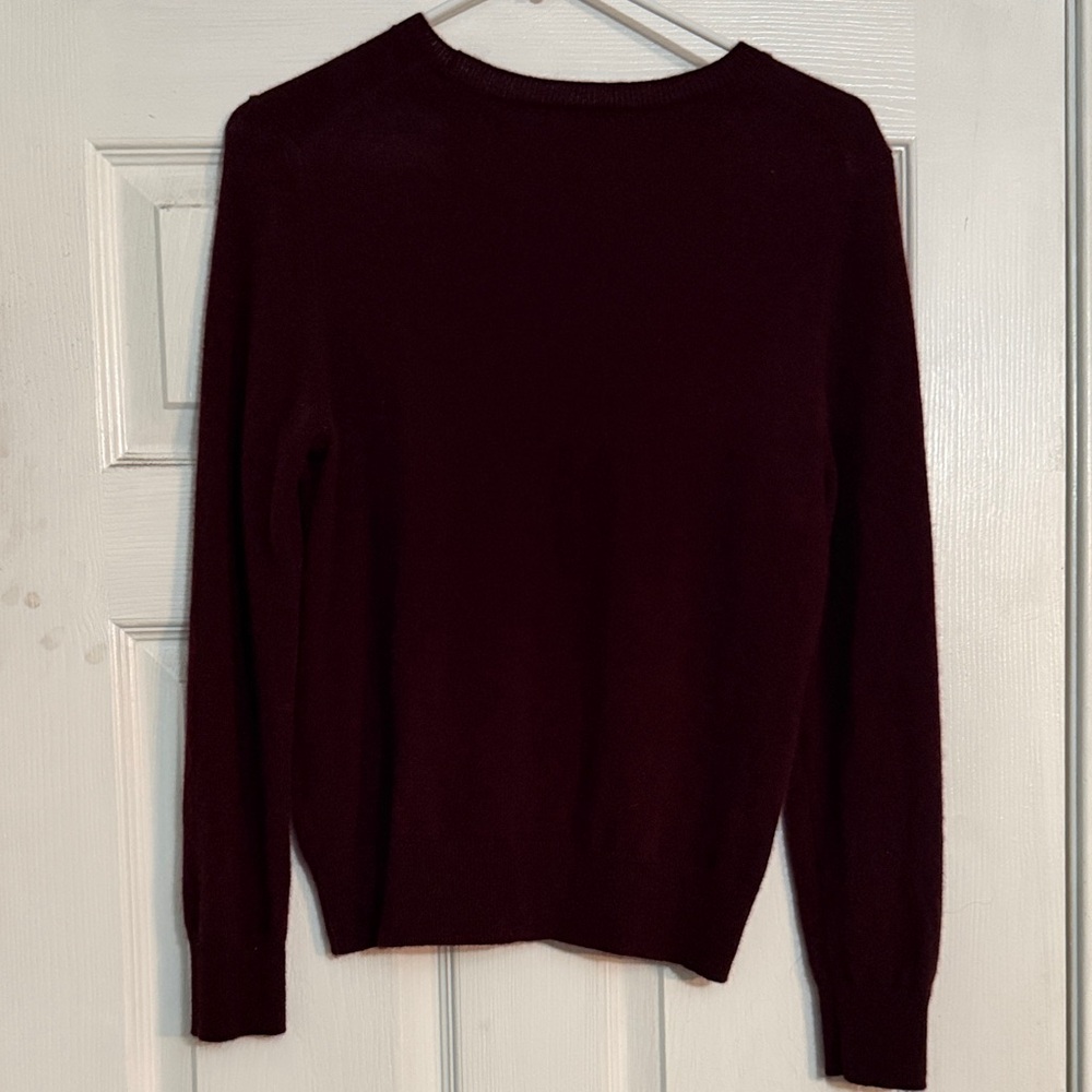 Quince Women's Cashmere Crewneck Sweater in Burgundy - Picture 3 of 3